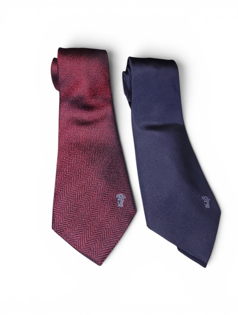 Versace Collection  BundleBurgundy Herringbone Silk Tie & Navy Solid Silk Tie